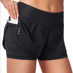Women’s 2 in 1 Running Shorts Athletic Gym Yoga Shorts for Women /Phone Pockets